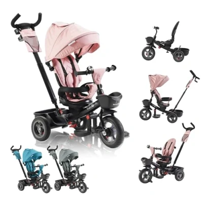 Afbeelding van FableKids® Driewieler 5in1 Kinderdriewieler Kinderen Stuurfiets Baby Wandelwagen