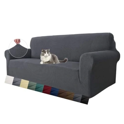 Afbeelding van MAXIJIN Rekbare bankhoes voor 3 zitsbank, universeel, woonkamer, jacquard, meubelbescherming, bescherming honden, huisdieren, vriendelijke bank, zits, grijs