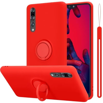 Afbeelding van Cadorabo Hoesje geschikt voor Huawei P20 PRO / PLUS in LIQUID ROOD Beschermhoes van flexibel TPU silicone Case Cover met ring