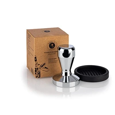 Afbeelding van Barista Edition, premium tamper, koffiecompressor Ø 58 mm basis, H: 8 cm, koffiemeelpers, roestvrij staal, espresso stempel, zeefhouder, koffiestamper met siliconenmat
