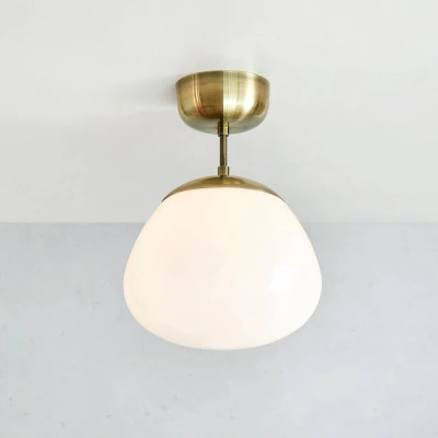 Afbeelding van Plafondlamp Rise, antiek messing, glas, Ø 25 cm