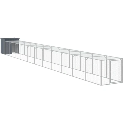 Afbeelding van vidaXL Kippenhok met ren 110x1221x110 cm staal antracietkleurig