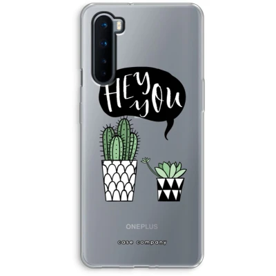 Afbeelding van Case Company® hoesje geschikt voor OnePlus Nord Hey you cactus Soft Cover Telefoonhoesje Bescherming aan alle Kanten en Schermrand