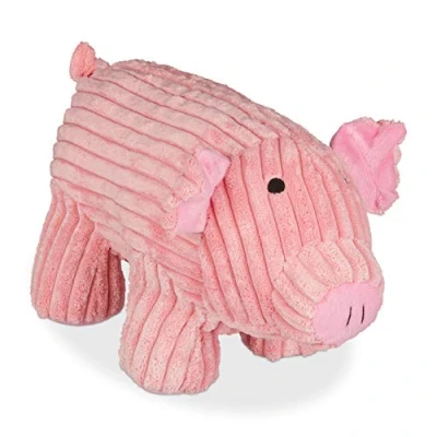 Afbeelding van Relaxdays deurstopper varken losstaand 15 cm stof gevuld met zand kinderkamer roze