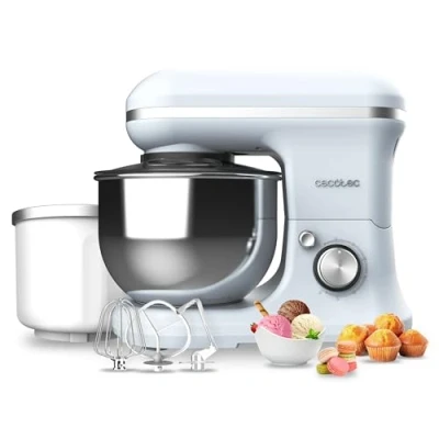 Afbeelding van Cecotec Cecomixer Merengue Mixer, 5 l, 1200 Ice Cream, blauw, W, roestvrijstalen kom van l en accessoires voor kloppen kneden, bevat een functie het maken ijs