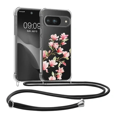 Afbeelding van kwmobile telefoonhoesje geschikt voor Google Pixel 9 / Pro Hoesje met telefoonkoord Back cover smartphone Case in poederroze wit transparant