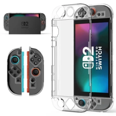 Afbeelding van Lmcpa Afneembare transparante beschermhoes, compatibel met Nintendo Switch 2 2025, krasbestendig, harde pc hoes voor en Joy Con, transparant