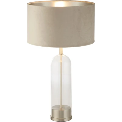 Afbeelding van Searchlight Oxford Tafellamp Ø 38 X 51 Cm Satijn Nikkel, Zilver En Taupe