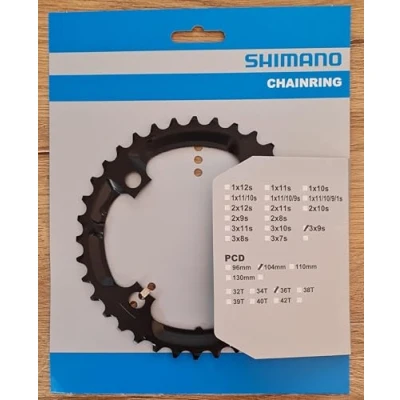 Image de Plateau vtt 4bra triple 36dts d.104 shimano deore m590 9v. noir