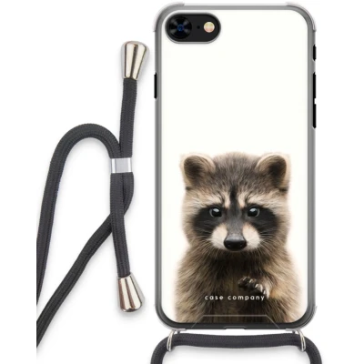 Afbeelding van Case Company® hoesje met Koord geschikt voor iPhone 7 Rocco Telefoonhoesje Zwart Extra Bescherming aan alle Kanten en Over de Schermrand