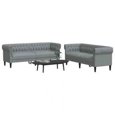 Image de vidaXL Ensemble de canapés 2 pcs gris clair tissu3209200