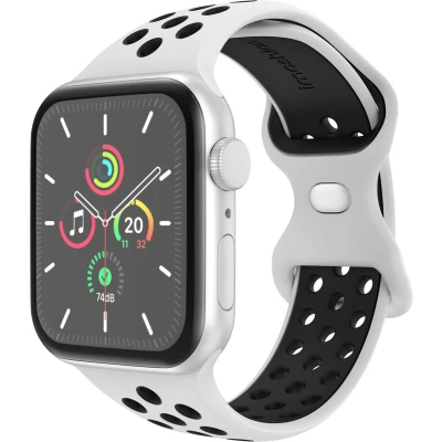 Afbeelding van imoshion Sport⁺ bandje voor de Apple Watch Series 1 t/m 9 / SE (38/40/41 mm) 10 (42 Maat S/M Pure Platinum &amp; Black
