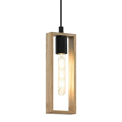 Afbeelding van EGLO Littleton hanglamp 1 lichts E27 zwart/hout
