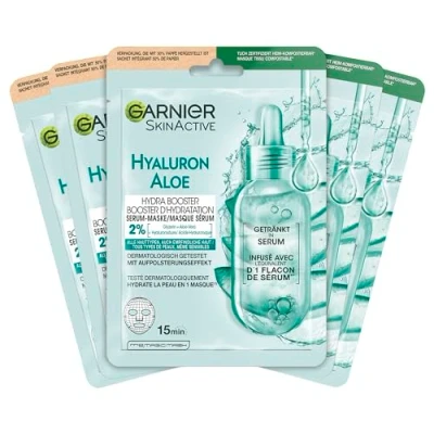 Afbeelding van Garnier Gezichtsmasker voor alle huidtypes, verfrissend en hydraterend, met hyaluronzuur aloë vera, Hydra Bomb, 5 x 28 g