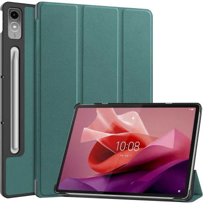 Afbeelding van iMoshion Tablet Hoes Geschikt voor Lenovo Tab P12 Trifold Bookcase Donkergroen