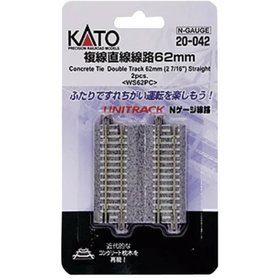 Afbeelding van N Kato Unitrack 7078022 Dubbelspoor, Recht 62 mm 2 stuk(s)