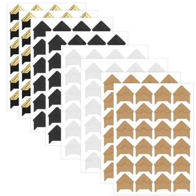 Afbeelding van Acooruiteng 192 stuks fotohoekstickers voor scrapbooking, fotohoeken knutselen, stuks, 8 vellen