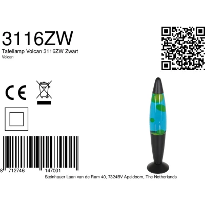 Afbeelding van Mexlite Lavalamp Zwart Groen 35cm E14