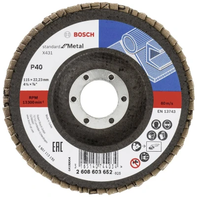 Afbeelding van BOSCH 2608603652 lamellenschuurschijf X431 Standard for Metal, diameter 115 mm, korrel 40, haakse uitvoering