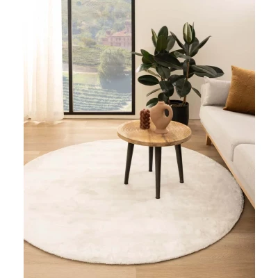 Afbeelding van Viscose Vloerkleed Rond Pearl Wit 160 Cm