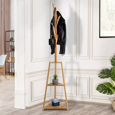 Afbeelding van Porte manteau bambou AYA avec étagères d&#039;angle