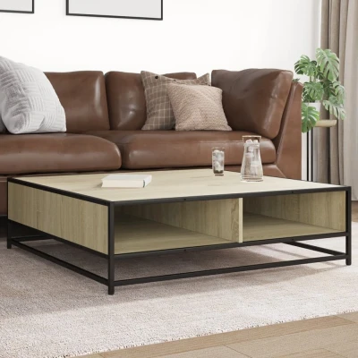 Afbeelding van vidaXL Salontafel 100x100x30 cm bewerkt hout en metaal sonoma eiken