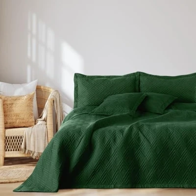 Afbeelding van AmeliaHome Sprei, 240 x 260 cm, dubbelzijdig, ultrasoon stiksel, polyester, Ophelia, donkergroen