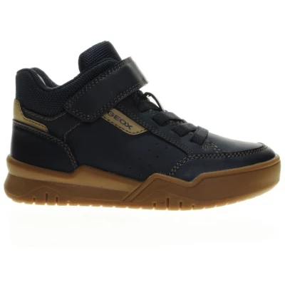 Afbeelding van Geox J Perth Sneakers hoog voor kinderen, Maat: 34, Navy beige Kunststof/ textiel