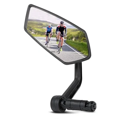 Afbeelding van AiQInu fietsspiegel van HD glas, reflecterend, voor stuur 15 tot 20 mm, 360 graden draaibare fiets, mountainbike, racefiets (links)