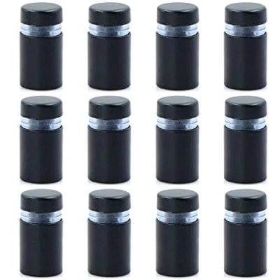 Afbeelding van Set van 12 reclameschroeven Glazen afstandhouders Schroefafstandhouders, paneelhouders, afstandsschroeven voor glas, roestvrij staal (mat zwart x 20 mm)