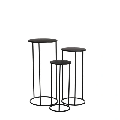 Afbeelding van Quinty Bijzettafel Set van 3 H70 x Ø32 cm Metaal Zwart