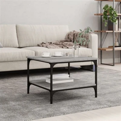 Afbeelding van Salontafel 55x55x40 cm bewerkt hout grijs sonoma eikenkleurig