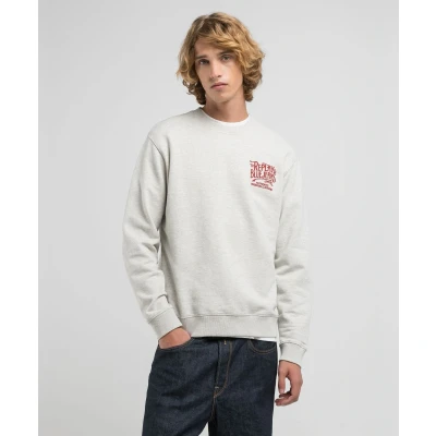 Afbeelding van Replay heren Sweater met logoborduring in de kleur Grijsmele, maat: M