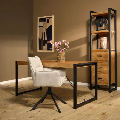 Afbeelding van Homestylingshop eettafel Ben industrieel mangohout 140 cm