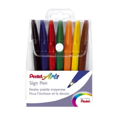Afbeelding van Pentel Sign Pen S527 viltstiften, 7 kleuren, stuks