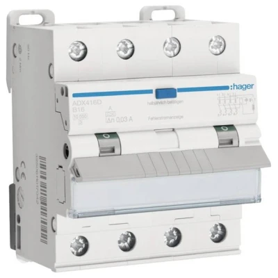 Afbeelding van Hager ADX416D Aardlekschakelaar/zekeringautomaat 4 polig 16 A 0.03 400 V
