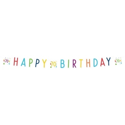 Afbeelding van Amscan Letterslinger Confetti 70 Birthday 180 Cm Papier