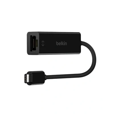 Image de Adaptateur Belkin USB Type C Mâle vers Ethernet RJ45 Femelle Noir