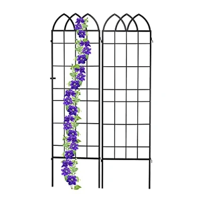 Afbeelding van Relaxdays plantenklimrek metaal 2 stuks rankhulp trellis bruin klimplanten