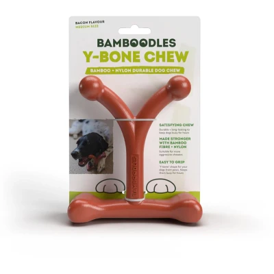 Afbeelding van Bamboodles kauwbot T Bone stevig voor de hond bacon medium