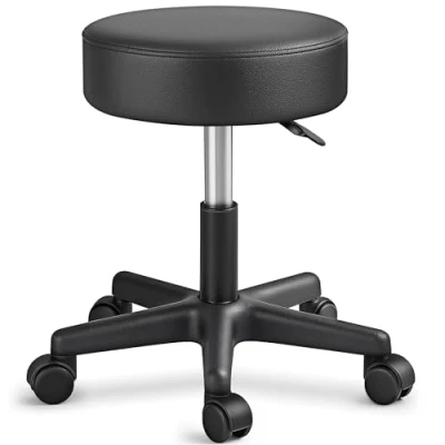Afbeelding van TRESKO® Rolkruk werkkruk kruk draaikruk visagiekruk praktijkkruk in hoogte verstelbaar met wielen, 360 draaibaar, 10 cm dik kussen en 8 kleurvarianten (zwart)