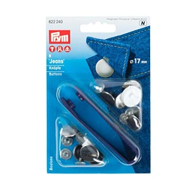 Image de Prym Bottoni per Jeans, Metal, Argento, 17 mm, Color, 8 Pezzi, unità