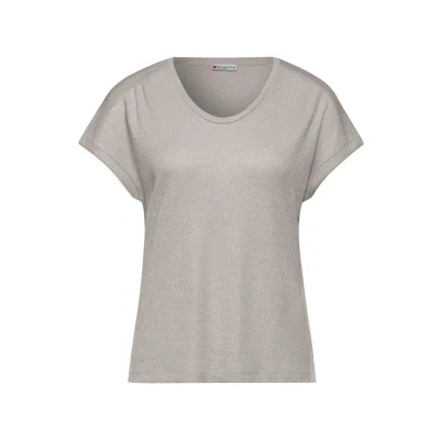 Afbeelding van Street One IM Glanzlook Tshirt basic, Dames, Maat: 36, Beige