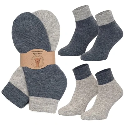 Afbeelding van MOUNTREX Alpaca Sokken van Unisex, Grijs/jeans kort