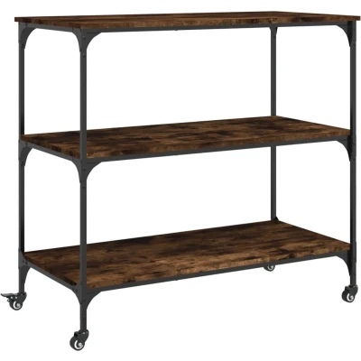 Afbeelding van Keukentrolley 102x50x95 cm bewerkt hout gerookt eikenkleurig
