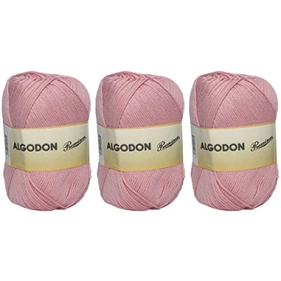 Afbeelding van Hoogwaardige katoenen bol van 100% katoen, perfect voor knutselen en handweven (roze kauwgom 100 g, ca. 220 meter 3 stuks)