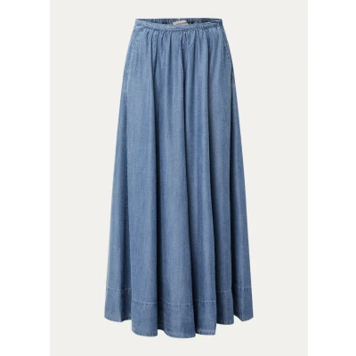 Afbeelding van Sofie Schnoor dames Kattia maxi rok van lyocell met steekzakken in de kleur Indigo, maat: 40