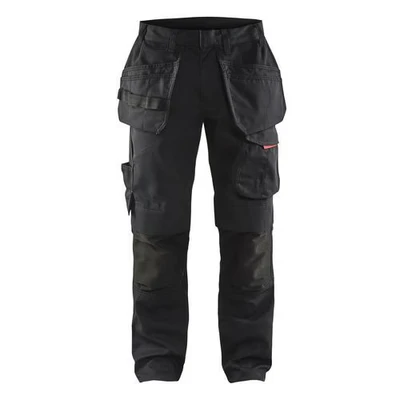 Image de Pantalon services stretch avec poches flottantes noir/rouge