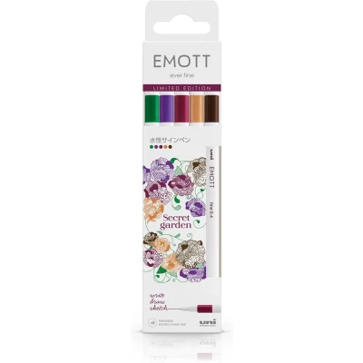 Afbeelding van Uni Emott Fineliner Set 5 stuks Secret Garden