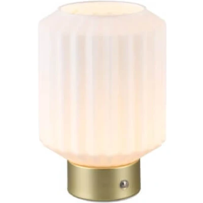 Afbeelding van REALITY LORD Tafellamp Messing mat incl. 1x SMD 2W Touch functie Oplaadbaar Witte glas